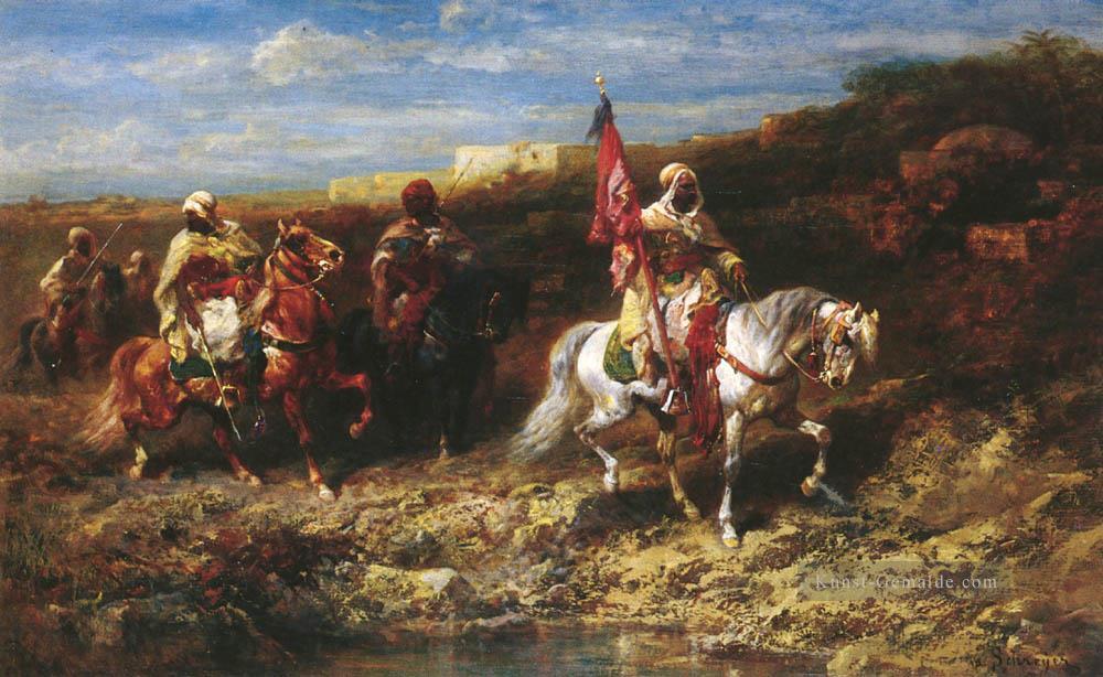 Arabische Reiter in einer Landschaft Arabien Adolf Schreyer Ölgemälde